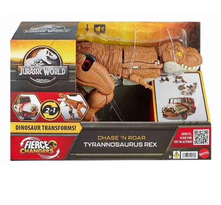 فیگور تبدیلشونده دایناسور تیرکس به ماشین mattel Jurassic World مدل HPD38
