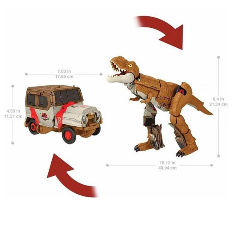 فیگور تبدیلشونده دایناسور تیرکس به ماشین mattel Jurassic World مدل HPD38