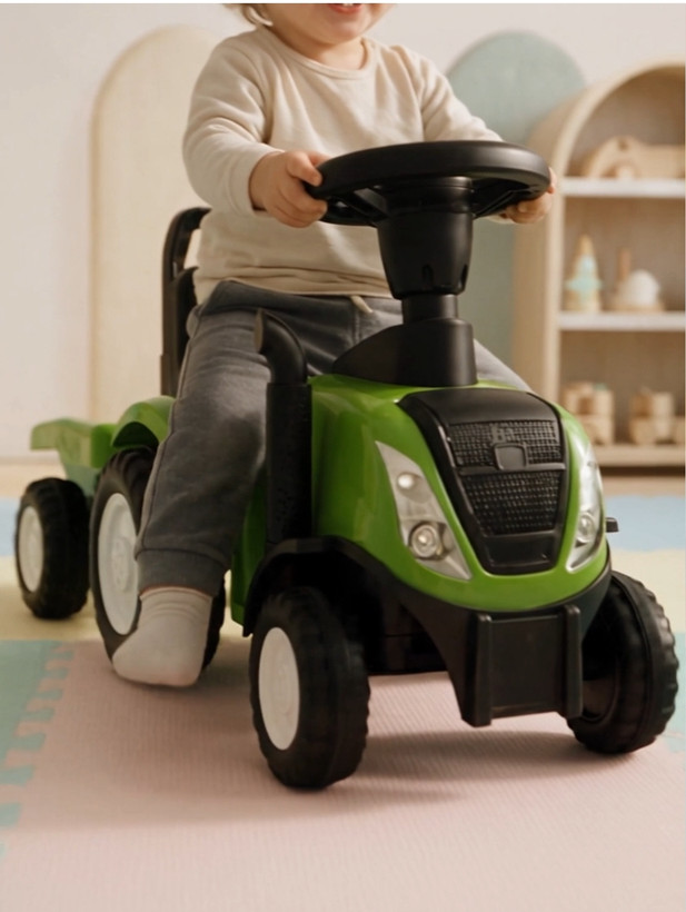 تراکتور کودک روروئکی و اولین قدم با یدک | موزیکال، چراغدار و بوقدارpro toys