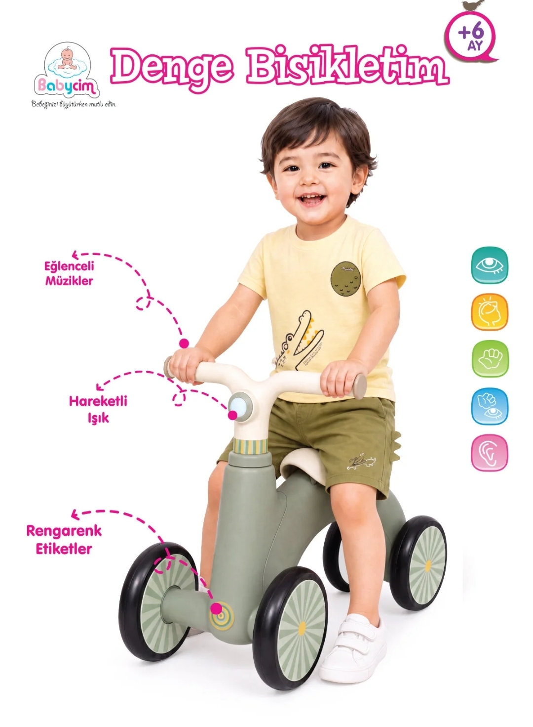 دوچرخه تعادلی چهارچرخ Babycim رنگ سبز