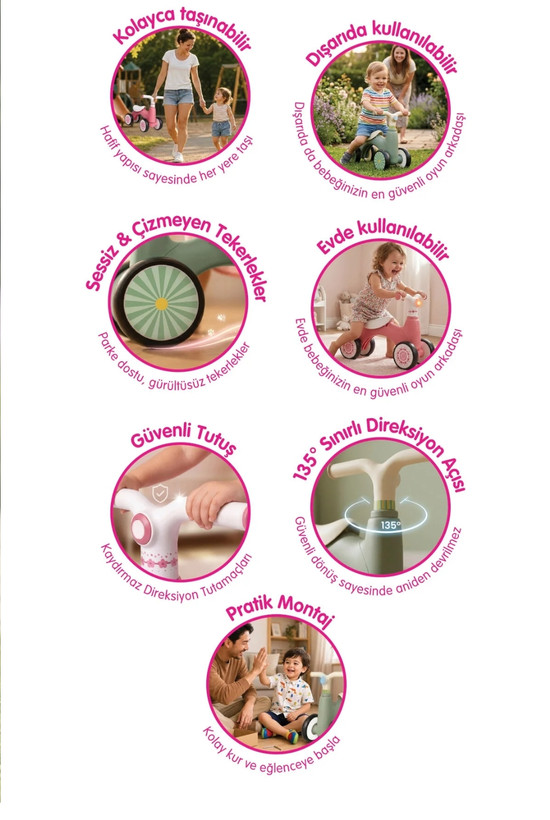 دوچرخه تعادلی چهارچرخ Babycim رنگ سبز
